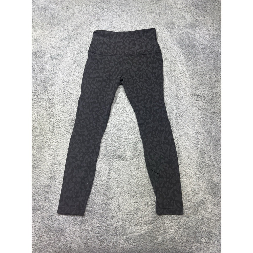 Lululemon Align Pant II 25" Womens 6 Black Gray Animal Print Gym Yoga Activewear